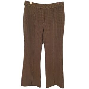 NWT Current Air Women's Houndstooth Split Hem Trouser Pants Brown Black Sz Large